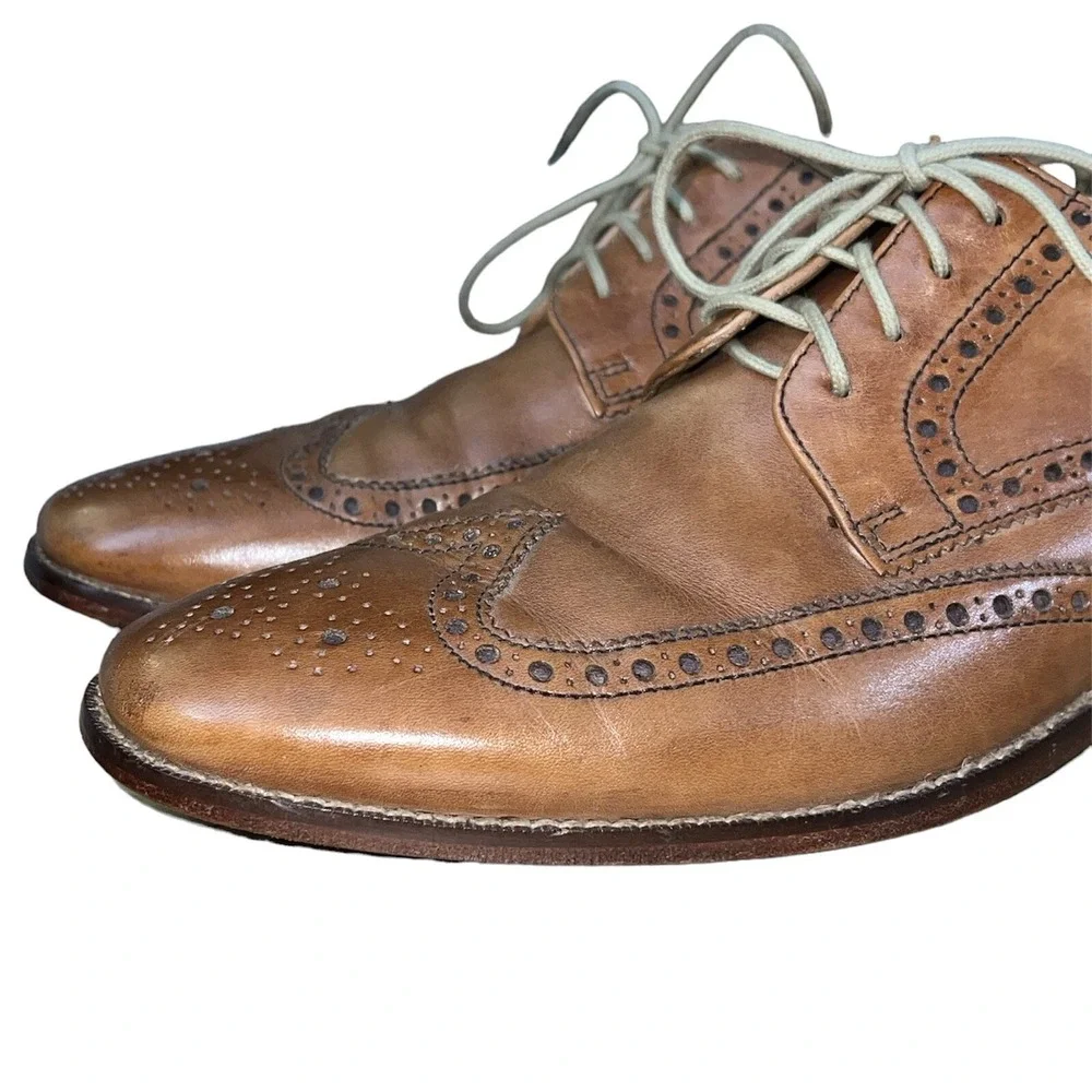 Cole Haan Wingtip Oxford Mens 9 M Tan Leather Brogue Dress Shoes C09303